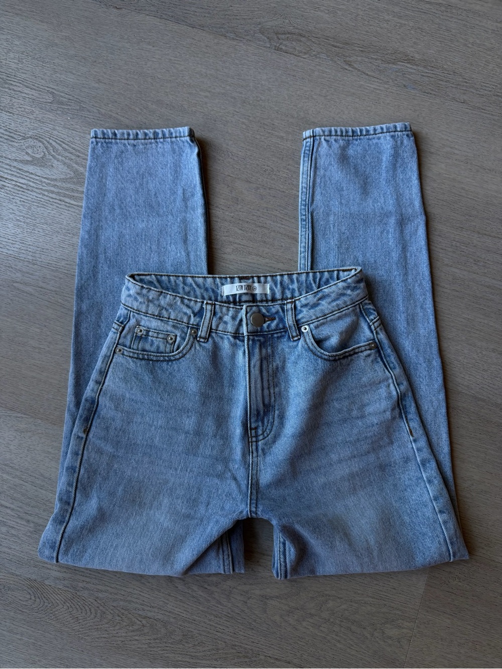 12th Tribe Straight-Leg High-Rise Light Blue Jeans
